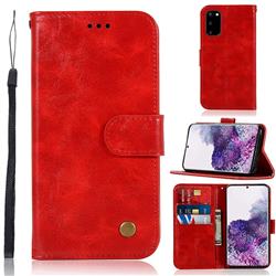 Luxury Retro Leather Wallet Case for Samsung Galaxy S20 / S11e - Red