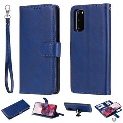 Retro Greek Detachable Magnetic PU Leather Wallet Phone Case for Samsung Galaxy S20 / S11e - Blue