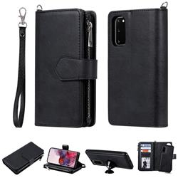 Retro Luxury Multifunction Zipper Leather Phone Wallet for Samsung Galaxy S20 / S11e - Black
