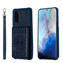 Luxury Embossing Sunflower Multifunction Leather Back Cover for Samsung Galaxy S20 / S11e - Blue