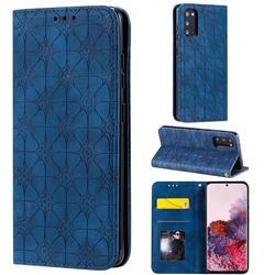 Intricate Embossing Four Leaf Clover Leather Wallet Case for Samsung Galaxy S20 / S11e - Dark Blue