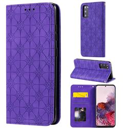 Intricate Embossing Four Leaf Clover Leather Wallet Case for Samsung Galaxy S20 / S11e - Purple