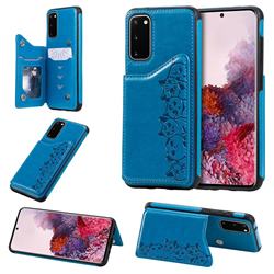 Yikatu Luxury Cute Cats Multifunction Magnetic Card Slots Stand Leather Back Cover for Samsung Galaxy S20 / S11e - Blue