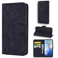Retro Embossing Mandala Flower Leather Wallet Case for Samsung Galaxy S20 / S11e - Black
