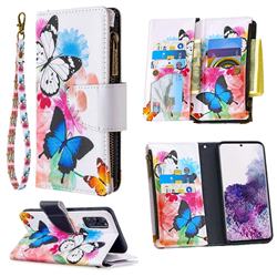 Vivid Flying Butterflies Binfen Color BF03 Retro Zipper Leather Wallet Phone Case for Samsung Galaxy S20 / S11e