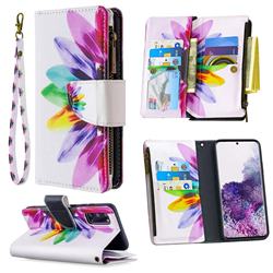 Seven-color Flowers Binfen Color BF03 Retro Zipper Leather Wallet Phone Case for Samsung Galaxy S20 / S11e