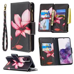 Lotus Flower Binfen Color BF03 Retro Zipper Leather Wallet Phone Case for Samsung Galaxy S20 / S11e