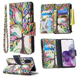 The Tree of Life Binfen Color BF03 Retro Zipper Leather Wallet Phone Case for Samsung Galaxy S20 / S11e