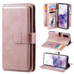 Multi-function Ten Card Slots and Photo Frame PU Leather Wallet Phone Case Cover for Samsung Galaxy S20 / S11e - Rose Gold