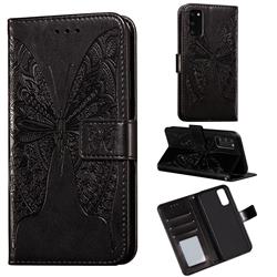 Intricate Embossing Vivid Butterfly Leather Wallet Case for Samsung Galaxy S20 / S11e - Black