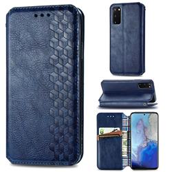 Ultra Slim Fashion Business Card Magnetic Automatic Suction Leather Flip Cover for Samsung Galaxy S20 / S11e - Dark Blue