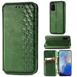 Ultra Slim Fashion Business Card Magnetic Automatic Suction Leather Flip Cover for Samsung Galaxy S20 / S11e - Green
