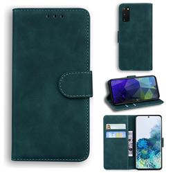 Retro Classic Skin Feel Leather Wallet Phone Case for Samsung Galaxy S20 / S11e - Green