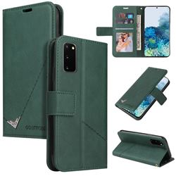 GQ.UTROBE Right Angle Silver Pendant Leather Wallet Phone Case for Samsung Galaxy S20 - Green