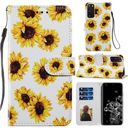 Sunflower Smooth Leather Phone Wallet Case for Samsung Galaxy S20