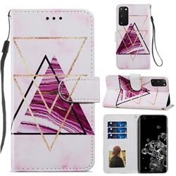 Three-color Marble Smooth Leather Phone Wallet Case for Samsung Galaxy S20