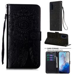 Embossing Dream Catcher Mandala Flower Leather Wallet Case for Samsung Galaxy S20 - Black