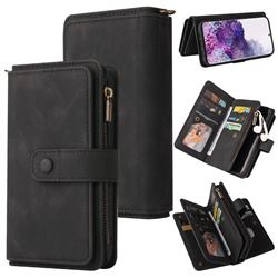 Luxury Multi-functional Zipper Wallet Leather Phone Case Cover for Samsung Galaxy S20 - Black