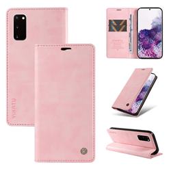 YIKATU Litchi Card Magnetic Automatic Suction Leather Flip Cover for Samsung Galaxy S20 - Pink