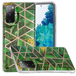 Green Rhombus Galvanized Rose Gold Marble Phone Back Cover for Samsung Galaxy S20 FE / S20 Lite