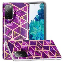 Purple Rhombus Galvanized Rose Gold Marble Phone Back Cover for Samsung Galaxy S20 FE / S20 Lite