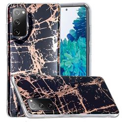 Black Galvanized Rose Gold Marble Phone Back Cover for Samsung Galaxy S20 FE / S20 Lite
