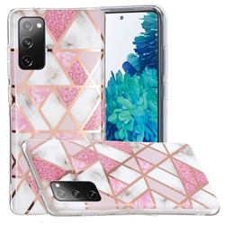 Pink Rhombus Galvanized Rose Gold Marble Phone Back Cover for Samsung Galaxy S20 FE / S20 Lite