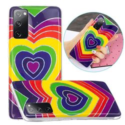 Rainbow Heart Painted Galvanized Electroplating Soft Phone Case Cover for Samsung Galaxy S20 FE / S20 Lite