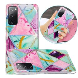Triangular Marble Painted Galvanized Electroplating Soft Phone Case Cover for Samsung Galaxy S20 FE / S20 Lite