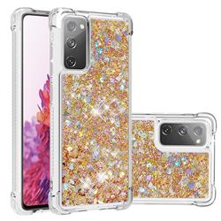 Dynamic Liquid Glitter Sand Quicksand TPU Case for Samsung Galaxy S20 FE / S20 Lite - Rose Gold Love Heart