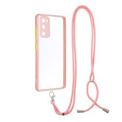 Necklace Cross-body Lanyard Strap Cord Phone Case Cover for Samsung Galaxy S20 FE / S20 Lite - Pink