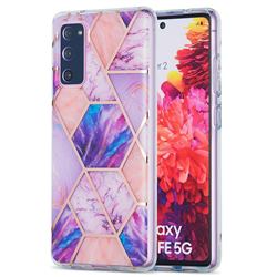 Purple Dream Marble Pattern Galvanized Electroplating Protective Case Cover for Samsung Galaxy S20 FE / S20 Lite