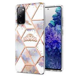Crown Purple Flower Marble Electroplating Protective Case Cover for Samsung Galaxy S20 FE / S20 Lite