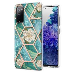 Blue Chrysanthemum Marble Electroplating Protective Case Cover for Samsung Galaxy S20 FE / S20 Lite