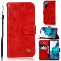 Luxury Retro Leather Wallet Case for Samsung Galaxy S20 FE / S20 Lite - Red