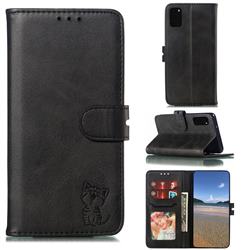 Embossing Happy Cat Leather Wallet Case for Samsung Galaxy S20 FE / S20 Lite - Black