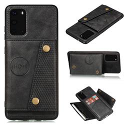 Retro Multifunction Card Slots Stand Leather Coated Phone Back Cover for Samsung Galaxy S20 FE / S20 Lite - Black