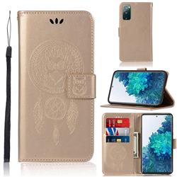 Intricate Embossing Owl Campanula Leather Wallet Case for Samsung Galaxy S20 FE / S20 Lite - Champagne
