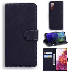 Retro Classic Skin Feel Leather Wallet Phone Case for Samsung Galaxy S20 FE / S20 Lite - Black