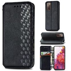 Ultra Slim Fashion Business Card Magnetic Automatic Suction Leather Flip Cover for Samsung Galaxy S20 FE / S20 Lite - Black