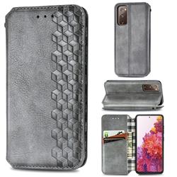 Ultra Slim Fashion Business Card Magnetic Automatic Suction Leather Flip Cover for Samsung Galaxy S20 FE / S20 Lite - Grey