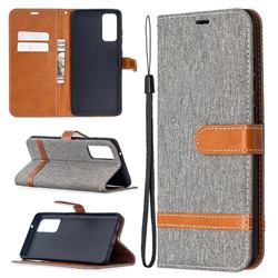 Jeans Cowboy Denim Leather Wallet Case for Samsung Galaxy S20 FE / S20 Lite - Gray