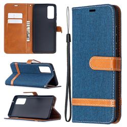 Jeans Cowboy Denim Leather Wallet Case for Samsung Galaxy S20 FE / S20 Lite - Dark Blue