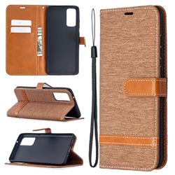 Jeans Cowboy Denim Leather Wallet Case for Samsung Galaxy S20 FE / S20 Lite - Brown