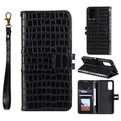 Luxury Crocodile Magnetic Leather Wallet Phone Case for Samsung Galaxy S20 FE / S20 Lite - Black