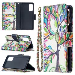 The Tree of Life Binfen Color BF03 Retro Zipper Leather Wallet Phone Case for Samsung Galaxy S20 FE / S20 Lite