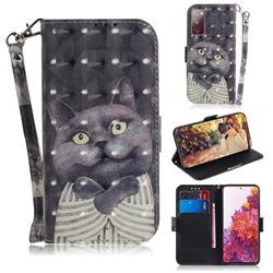 Cat Embrace 3D Painted Leather Wallet Phone Case for Samsung Galaxy S20 FE / S20 Lite