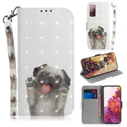 Pug Dog 3D Painted Leather Wallet Phone Case for Samsung Galaxy S20 FE / S20 Lite