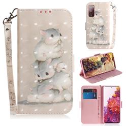 Three Squirrels 3D Painted Leather Wallet Phone Case for Samsung Galaxy S20 FE / S20 Lite