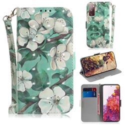 Watercolor Flower 3D Painted Leather Wallet Phone Case for Samsung Galaxy S20 FE / S20 Lite